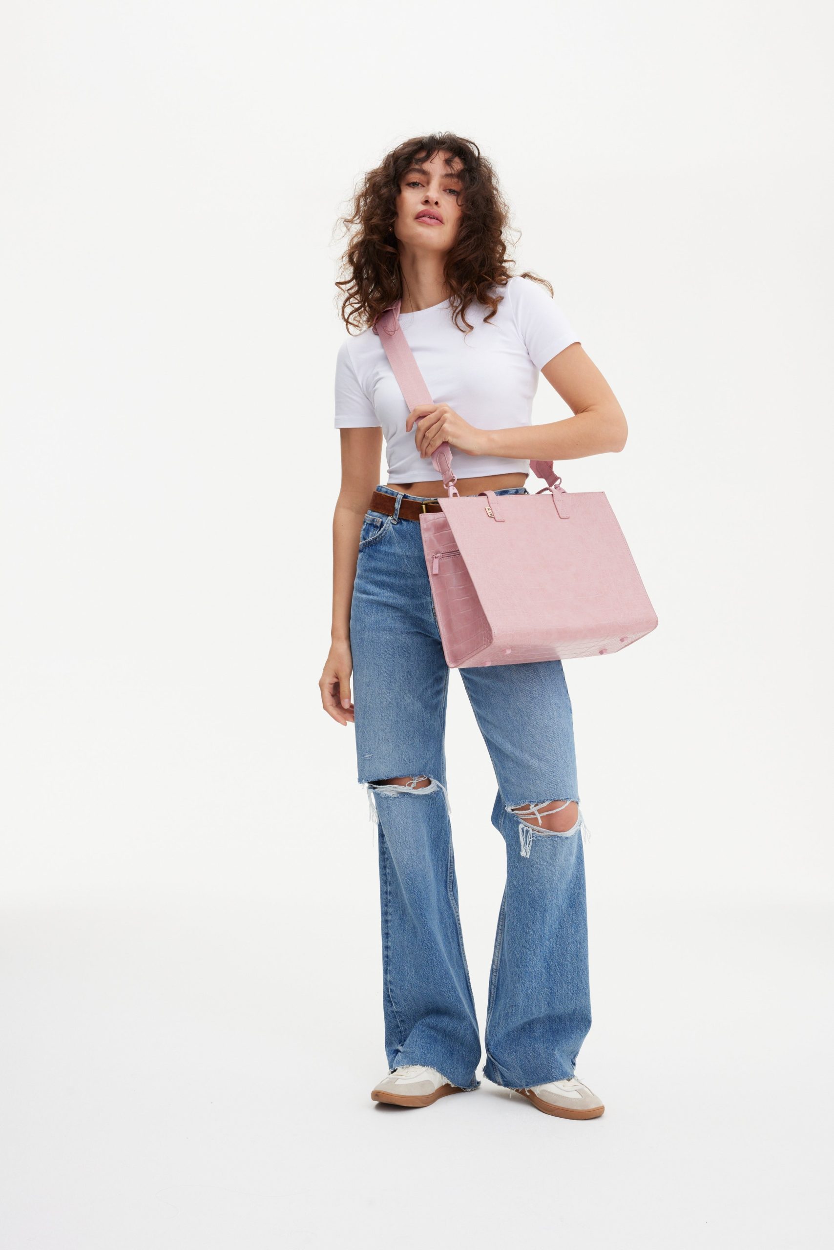 The Work Tote in Atlas Pink Croc - Image 10